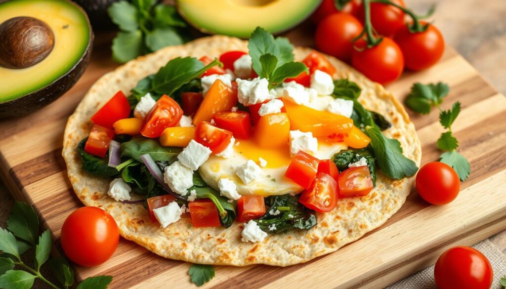 healthy veggie egg tortilla